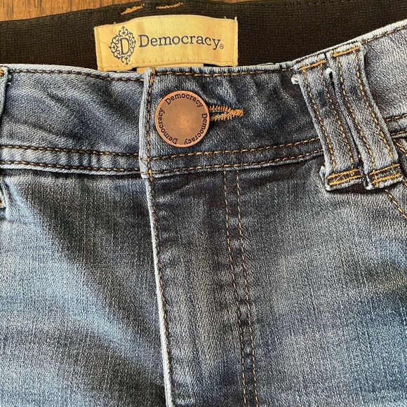 Democracy Ab Technology Jeans Womens 12 Blue Straight Leg Distressed Mid Rise - Picture 5 of 12